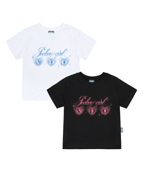 Video Jockey（ビデオジョッキー）の「ハート三つのTシャツ[ブラック]（Tシャツ/カットソー・レディース・ブラック・FREE）」の3枚目の写真
