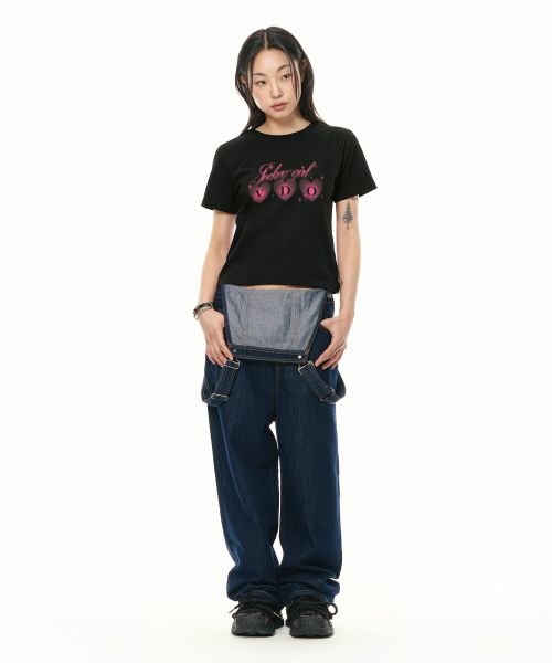 Video Jockey（ビデオジョッキー）の「ハート三つのTシャツ[ブラック]（Tシャツ/カットソー・レディース・ブラック・FREE）」の4枚目の写真