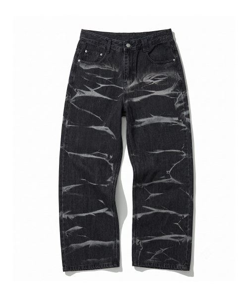 DECET(デケト)の「Vine Bleach Wide Jeans DCPT045Black(デニムパンツ・レディース・その他・26/28/30/32/34)」の1枚目の写真