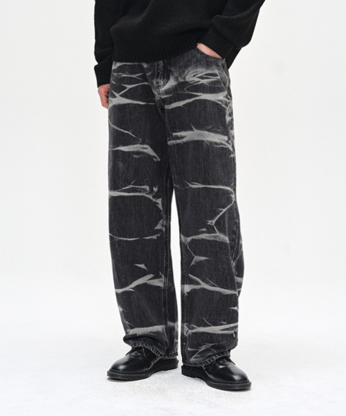 DECET(デケト)の「Vine Bleach Wide Jeans DCPT045Black(デニムパンツ・レディース・その他・26/28/30/32/34)」の4枚目の写真