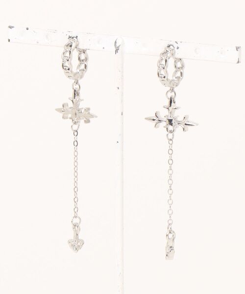 MASHIRO(マシロ)の「【MASHIRO】クロスモチーフドロップチェーンペアピアス(MA/EK472)(ピアス(両耳用)・レディース・シルバー・FREE)」の6枚目の写真