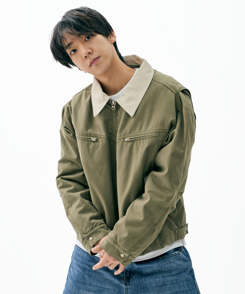 FDR(エフディーアール)の「Vintage Wash Trucker Quilting Jacket Khaki(デニムジャケット・メンズ・その他・SMALL/MEDIUM/LARGE)」の1枚目の写真