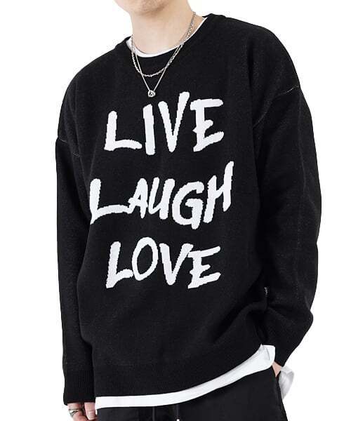 LIVE LAUGH LOVE — джагер‑нитрольнг с принтом, чёрный