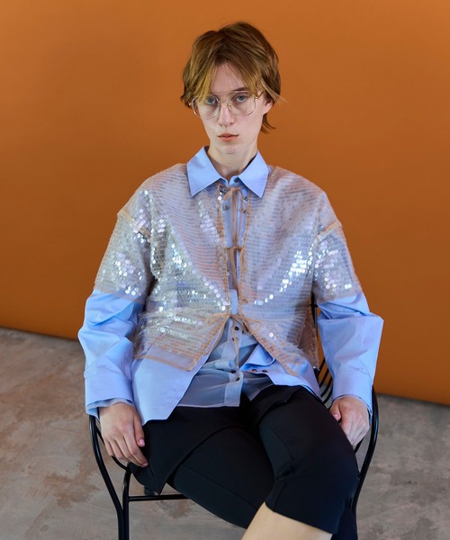 MAISON SPECIAL（メゾンスペシャル）の「【PRE-ORDER】Sheer Shirt/シースルーシャツ（シャツ/ブラウス・レディース・ホワイト/ライトイエロー/ブルー・FREE）」の11枚目の写真