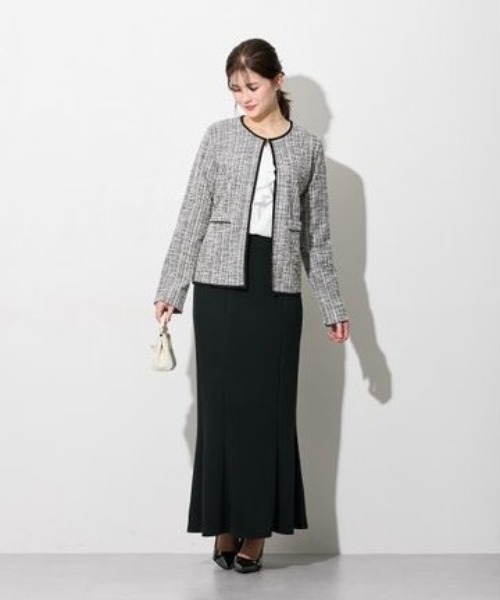 slattgir(スラットジール)の「高身長 ミックスツイードノーカラージャケット(トールサイズ)(ノーカラージャケット・レディース・ブラック/グレー・T5L/T4L/T3L/TLL/TL/TM)」の19枚目の写真