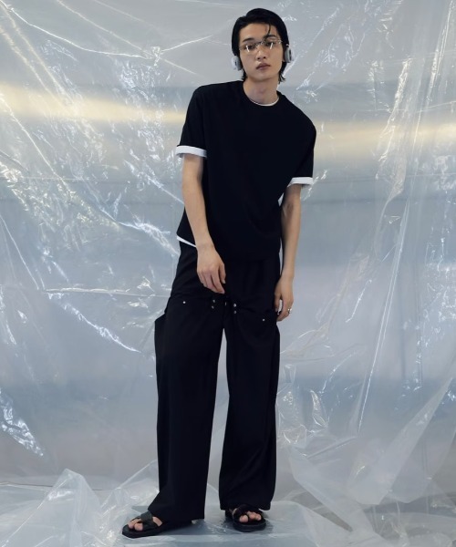 Chikashitsu +(チカシツプラス)の「【CS】FLOW FIT DRAPE SLACKS / 【シーエス】フローフィットドレープスラックス(スラックス・メンズ・ブラック/チャコール・01/02)」の6枚目の写真