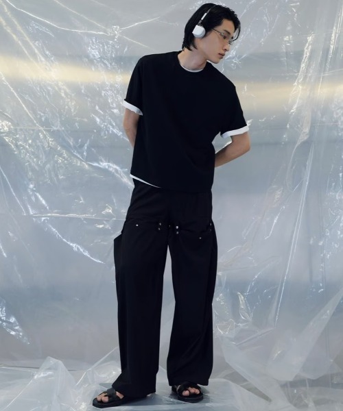 Chikashitsu +(チカシツプラス)の「【CS】FLOW FIT DRAPE SLACKS / 【シーエス】フローフィットドレープスラックス(スラックス・メンズ・ブラック/チャコール・01/02)」の8枚目の写真