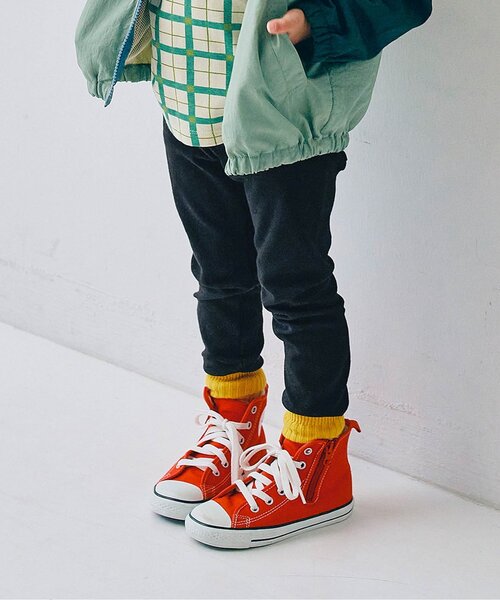 p.premier（ピードットプルミエ）の「イロチ買いしたいnobi－nobiストレッチレギパン_ジュニア対応（その他パンツ・キッズ・ブラック/アイボリー/サックスブルー/ブルー/グレー/オフホワイト/ブラウン/グリーン/ピンク/レッド/チャコール/マスタード/イエロー・80/90/100/110/120/130/140）」の3枚目の写真