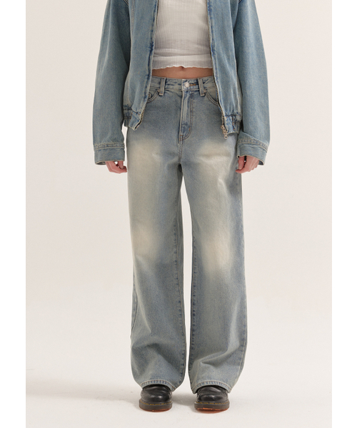 BUTTON UP(ボタンアップ)の「エックスレイウォッシュドワイドデニム(デニムパンツ・レディース・その他・SMALL/MEDIUM/LARGE)」の1枚目の写真