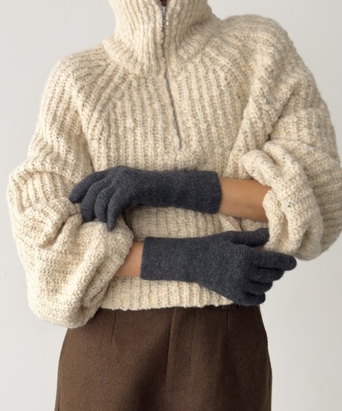 CANAL JEAN（キャナルジーン）の「El mar　ホールタッチカラーニット手袋（手袋・レディース・ブラウン/チャコールグレー/ブルー・ONE SIZE）」の2枚目の写真