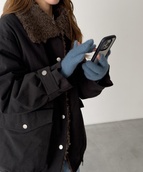 CANAL JEAN（キャナルジーン）の「El mar　ホールタッチカラーニット手袋（手袋・レディース・ブラウン/チャコールグレー/ブルー・ONE SIZE）」の7枚目の写真