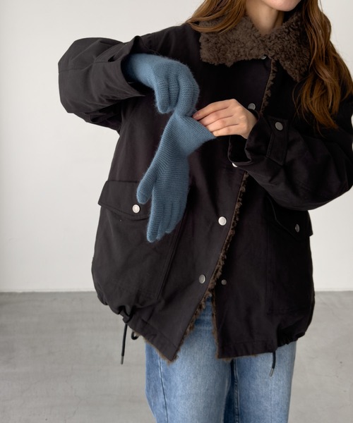 CANAL JEAN（キャナルジーン）の「El mar　ホールタッチカラーニット手袋（手袋・レディース・ブラウン/チャコールグレー/ブルー・ONE SIZE）」の8枚目の写真