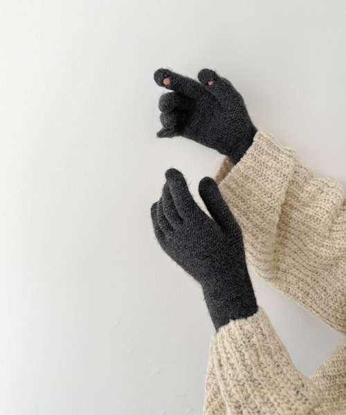 CANAL JEAN（キャナルジーン）の「El mar　ホールタッチカラーニット手袋（手袋・レディース・ブラウン/チャコールグレー/ブルー・ONE SIZE）」の10枚目の写真