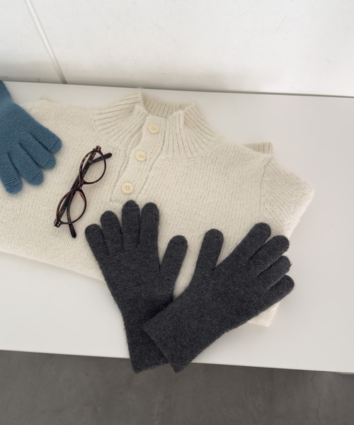 CANAL JEAN（キャナルジーン）の「El mar　ホールタッチカラーニット手袋（手袋・レディース・ブラウン/チャコールグレー/ブルー・ONE SIZE）」の11枚目の写真