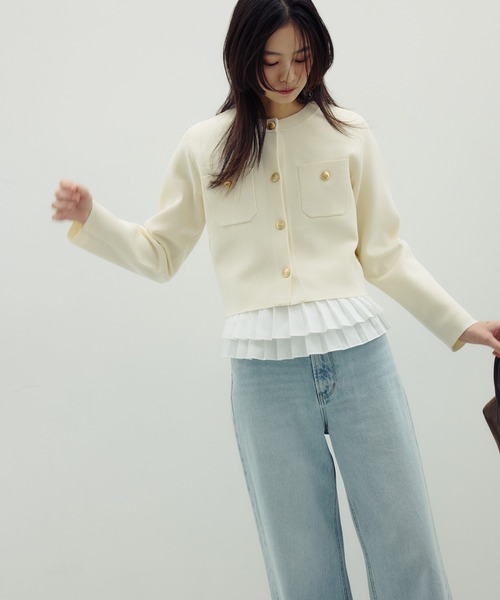 NATURAL BEAUTY BASIC(ナチュラルビューティーベーシック)の「◇プリーツヘムブラウス(シャツ/ブラウス・レディース・オフホワイト/ブルー/オレンジ・MEDIUM/SMALL)」の1枚目の写真