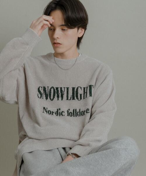 SENSE OF PLACE by URBAN RESEARCH(センスオブプレイスバイアーバンリサーチ)の「『洗濯可』モールロゴグラフィックニット(ニット/セーター・メンズ・ライトベージュ/グリーン/チャコールグレー・MEDIUM/LARGE)」の2枚目の写真