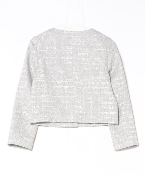 STRAWBERRY-FIELDS（ストロベリーフィールズ）の「ヴィーナスツイード_ツイードノーカラージャケット（ノーカラージャケット・レディース・ライトグレー/ベージュ・2）」の12枚目の写真