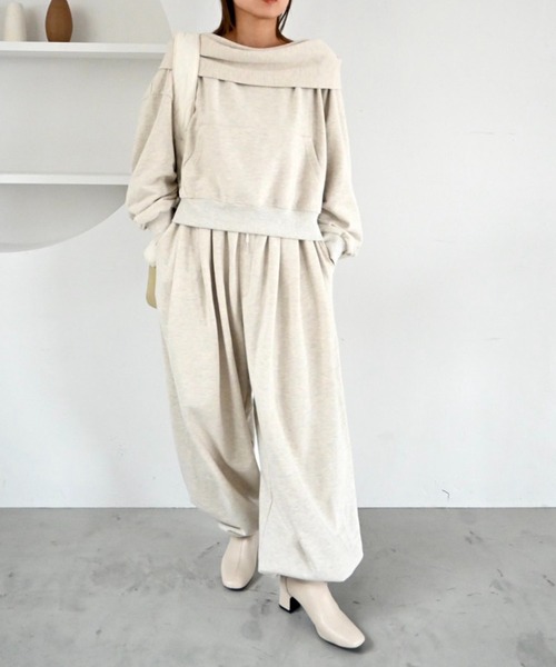 WILLFULLY(ウィルフリー)の「volume tuck drawstring hem sweat PT(スウェットパンツ・レディース・オートミール/グレー系その他/ベージュ系その他・FREE)」の7枚目の写真