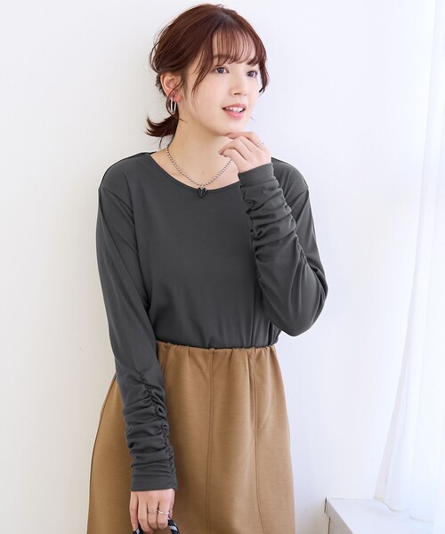 coen(コーエン)の「袖くしゅテレコカットソー(Tシャツ/カットソー・レディース・ライトブルー/ブラック/オフホワイト・L/M)」の13枚目の写真