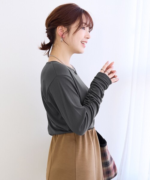 coen(コーエン)の「袖くしゅテレコカットソー(Tシャツ/カットソー・レディース・ライトブルー/ブラック/オフホワイト・L/M)」の14枚目の写真