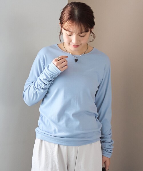 coen(コーエン)の「袖くしゅテレコカットソー(Tシャツ/カットソー・レディース・ライトブルー/ブラック/オフホワイト・L/M)」の18枚目の写真