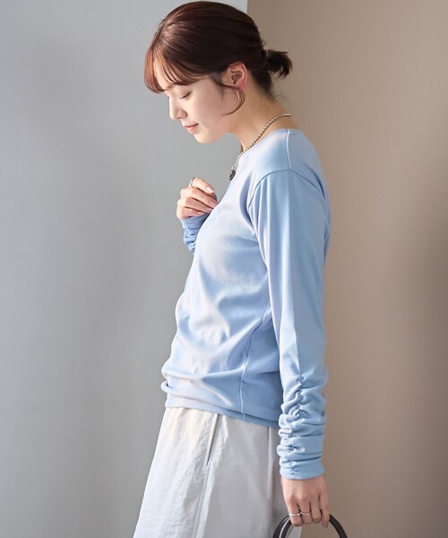 coen(コーエン)の「袖くしゅテレコカットソー(Tシャツ/カットソー・レディース・ライトブルー/ブラック/オフホワイト・L/M)」の19枚目の写真
