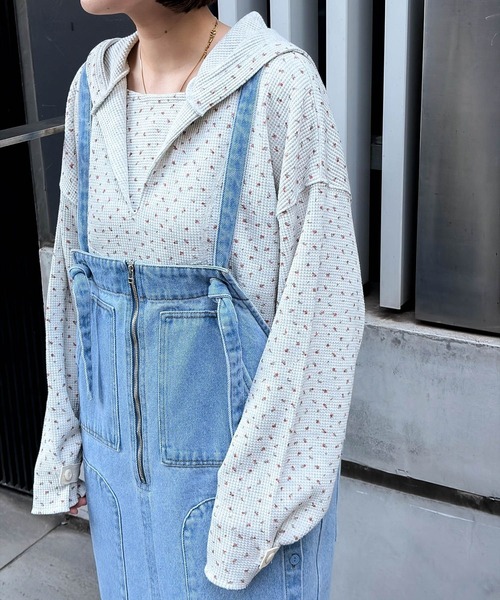 niko and...（ニコアンド）の「[MODE NORM CORE] ワッフルメキシカンパーカー（パーカー・レディース・ネイビー/ナチュラル/オフホワイト・FREE）」の9枚目の写真