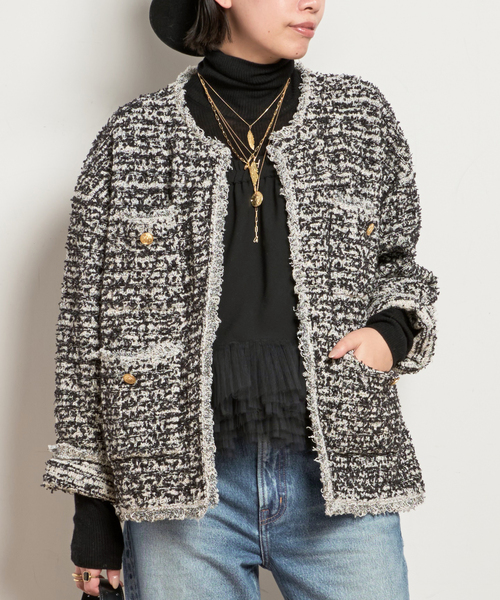 ARCHIVE STANCE 別注no-collar knit Jacket ARCHIVE STANCE/アーカイブスタンス】別注no-collar knit Jacket