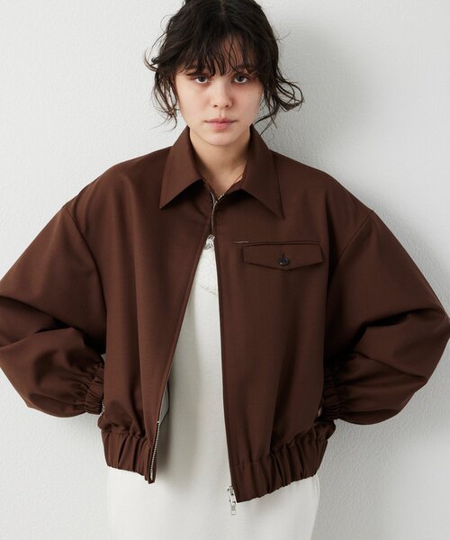 Whim Gazette(ウィムガゼット)の「平織りジップブルゾン(ブルゾン・レディース・ブラウン・FREE)」の1枚目の写真