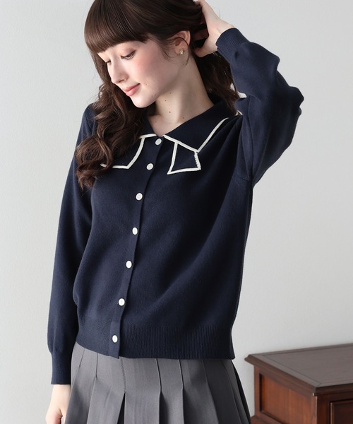 ブルーイースト（BLUEEAST）/リボンニット＆スカート セットアップ バイカラーリボンニット（ニット/セーター）｜BLUEEAST（ブルー