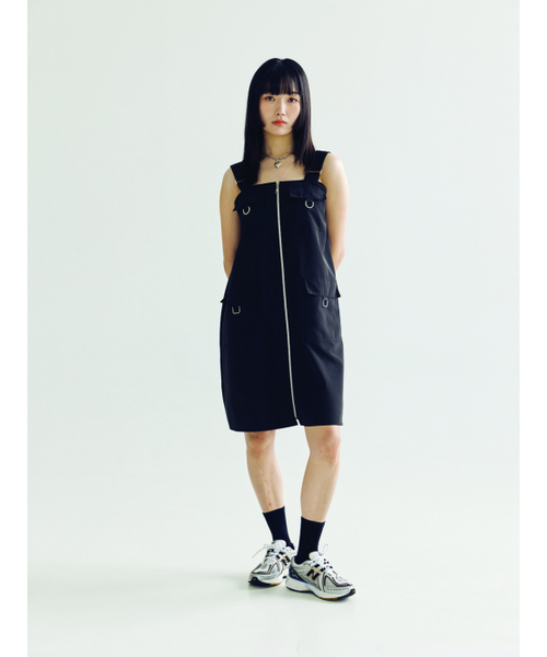 BOMNAL BOUTIQUE(ボムナルブティック)の「サスペンダーミディワンピース _ ブラック(ワンピース・レディース・その他・FREE)」の1枚目の写真