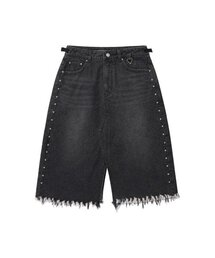 WASHED STUD DENIM SKIRT_BLACK(IK2EFFD190A)