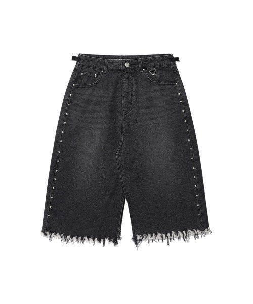 ISTKUNST(イストクンスト)の「WASHED STUD DENIM SKIRT_BLACK(IK2EFFD190A)(スカート・レディース・ブラック・S/M)」の1枚目の写真