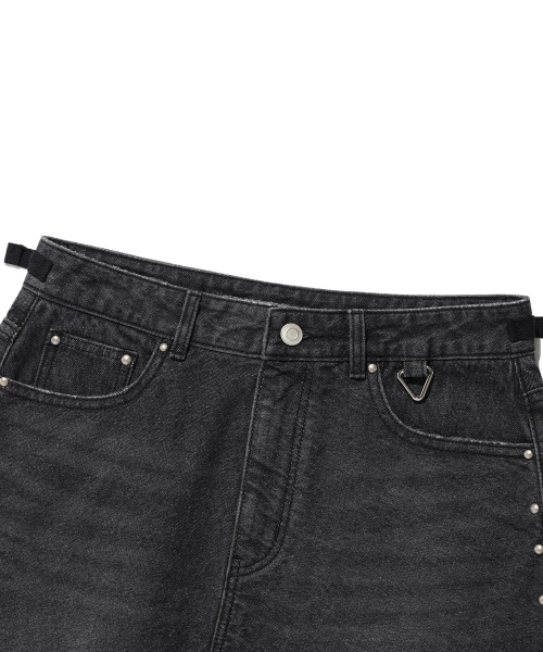 ISTKUNST(イストクンスト)の「WASHED STUD DENIM SKIRT_BLACK(IK2EFFD190A)(スカート・レディース・ブラック・S/M)」の3枚目の写真