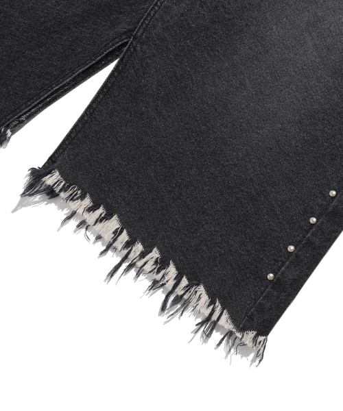 ISTKUNST(イストクンスト)の「WASHED STUD DENIM SKIRT_BLACK(IK2EFFD190A)(スカート・レディース・ブラック・S/M)」の5枚目の写真
