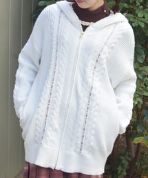 axes femme | はしごレースニットパーカー(カーディガン/ボレロ)