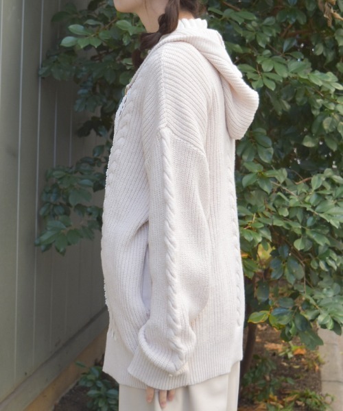 axes femme（アクシーズファム）の「はしごレースニットパーカー（カーディガン/ボレロ・レディース・キナリ/ピンク/グレー・FREE）」の5枚目の写真