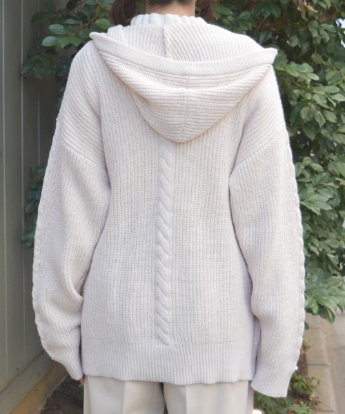 axes femme（アクシーズファム）の「はしごレースニットパーカー（カーディガン/ボレロ・レディース・キナリ/ピンク/グレー・FREE）」の6枚目の写真