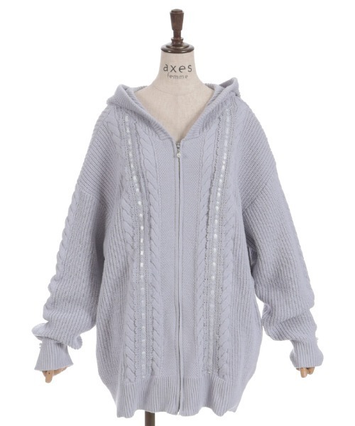 axes femme（アクシーズファム）の「はしごレースニットパーカー（カーディガン/ボレロ・レディース・キナリ/ピンク/グレー・FREE）」の17枚目の写真