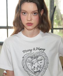 メリーハッピー クロップTシャツ ホワイト