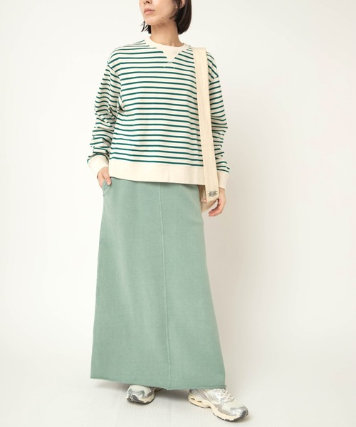 RNA-N（アールエヌエーエヌ）の「G1102 トンプキン裏毛ロングスカート（スカート・レディース・グリーン/ライトグレー/スミクロ・FREE）」の3枚目の写真