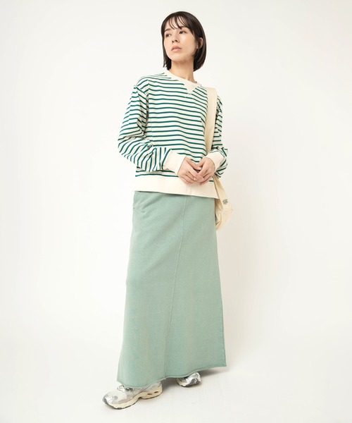 RNA-N（アールエヌエーエヌ）の「G1102 トンプキン裏毛ロングスカート（スカート・レディース・グリーン/ライトグレー/スミクロ・FREE）」の12枚目の写真