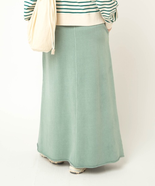 RNA-N（アールエヌエーエヌ）の「G1102 トンプキン裏毛ロングスカート（スカート・レディース・グリーン/ライトグレー/スミクロ・FREE）」の4枚目の写真