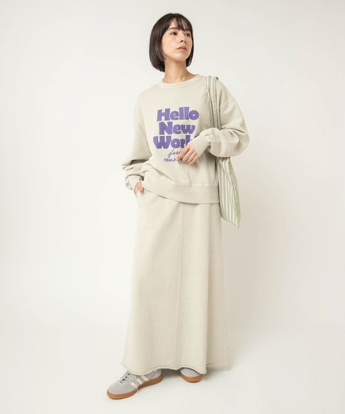 RNA-N（アールエヌエーエヌ）の「G1102 トンプキン裏毛ロングスカート（スカート・レディース・グリーン/ライトグレー/スミクロ・FREE）」の9枚目の写真