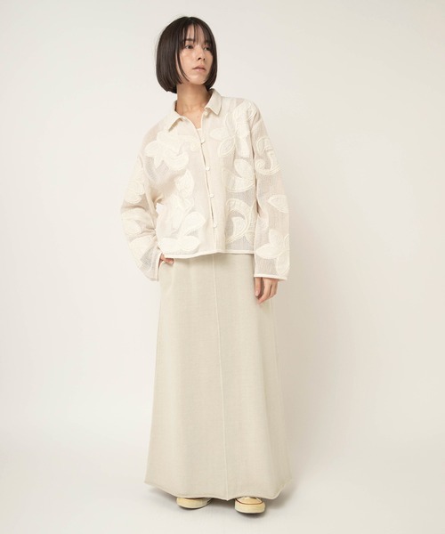 RNA-N（アールエヌエーエヌ）の「G1102 トンプキン裏毛ロングスカート（スカート・レディース・グリーン/ライトグレー/スミクロ・FREE）」の7枚目の写真