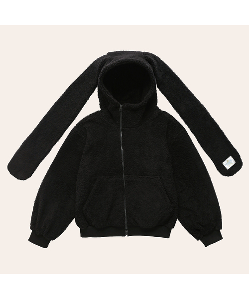 Flashy Ribbed Fleece Zip‑Up — флисовая куртка на молнии, чёрная
