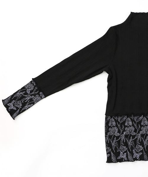 iS ScoLar（イズスカラー）の「561204：花蝶柄テレコ素材メロウ入りインナー（Tシャツ/カットソー・レディース・サックスブルー/ブラック/アイボリー・M）」の17枚目の写真