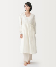 婦人　二重ガーゼ　ドットドビー　ロングカーディガン