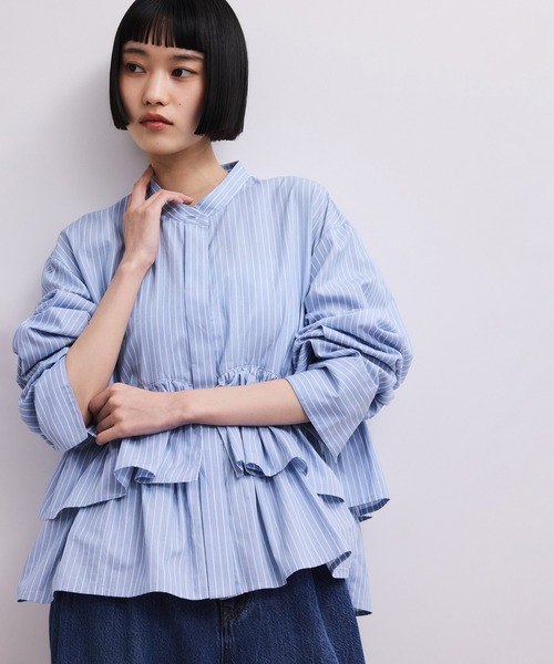 ADAM ET ROPE'（アダムエロペ）の「【WEB限定】フリルブラウス（シャツ/ブラウス・レディース・ホワイト/サックスブルー/ブラック・FREE）」の3枚目の写真