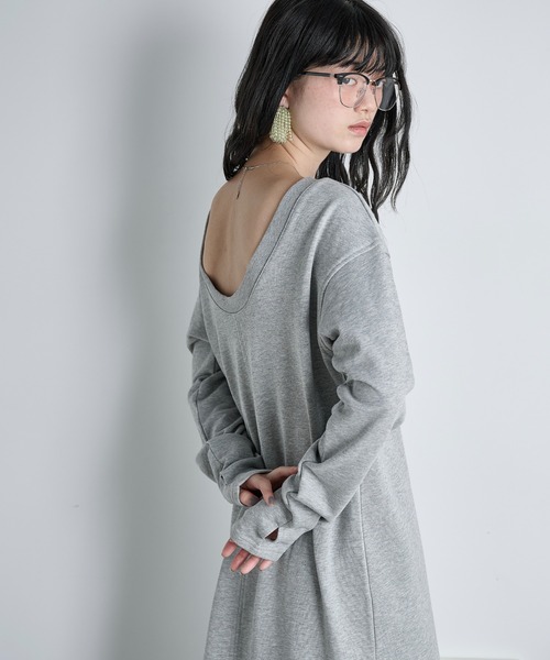 THE YOn(ザヨン)の「コットン裏毛バックオープンワンピース(ワンピース・レディース・グレー/チャコールグレー/クリーム/ピンク・FREE)」の18枚目の写真